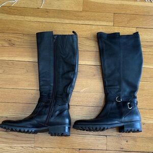 Black Leather Knee-High Boots